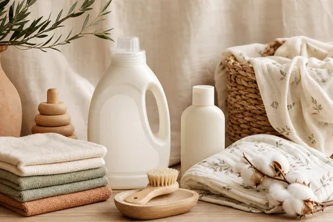 Fragrance-free baby products, cotton washcloths, swaddle, and laundry basics for sensitive skin