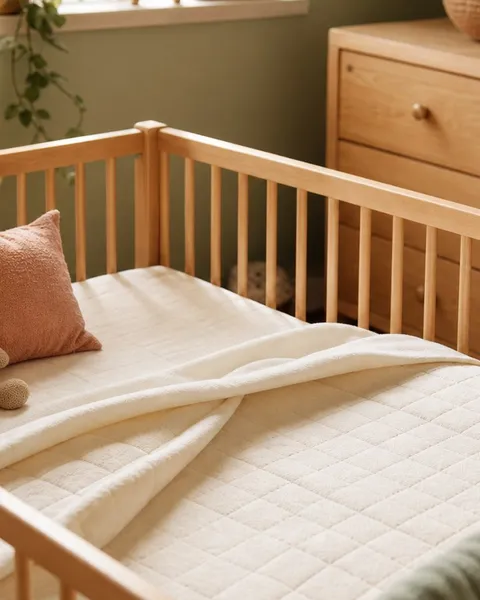 A crib mattress with organic cotton cover in a nursery